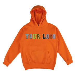 Sudadera con Capucha Personalizada OEM 100% Algodón con Parche de Chenilla Colorido, Sudadera para Hombre con Bordado de Chenilla de Alta Calidad, Sudaderas de Otoño - Product Image 1
