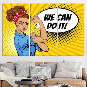 Impression sur toile élégante « We Can Do It » - Design Woman Power, lot de 3 toiles - Product Image 1