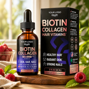 OEM Premium Biotin <b>Collagen</b> Hair Vitamins Liquid Drops Adult Use High Absorption Formula Effective Hair Growth & Immune Support - Product Image 1