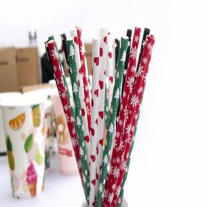 Pailles en papier de Noël pour la décoration de fête | Papier à boire jetable de Noël festif - Product Image 3