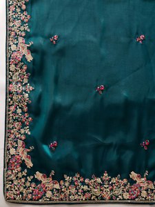 ชุดส่าหรีผ้าไหม zimmy Choo นิ่มแท้พร้อมการปักเลื่อมทำงานขอบสำหรับงานแต่งงานที่ออกแบบในอินเดีย - Product Image 3