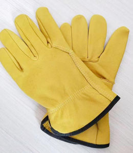 Gants de travail en cuir de mouton pleine fleur jaune de qualité supérieure, bon marché, pour la sécurité, la conduite, le travail industriel, la protection du travail, la ferme, le jardin - Product Image 3