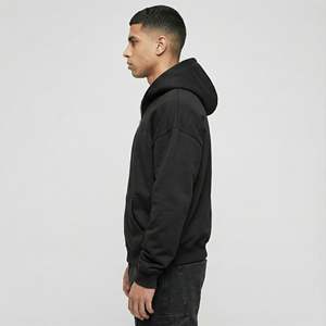 Sweat-shirt à capuche surdimensionné de haute qualité avec logo personnalisé, en coton, double fermeture éclair, polaire lourd, à capuche zippée pour homme - Product Image 2