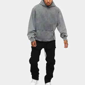 Ropa de calle personalizada Faded Hoodie French Terry Heavy Weight Drop Shoulder Cropped Sun Faded Acid Wash Hoodie Hombres algodón mezclado - Product Image 4