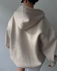 Femmes surdimensionné pull à capuche lourd 100% coton goutte épaule à manches longues à la mode sweat-shirt décontracté pour la saison d'automne - Product Image 4