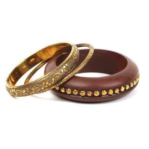 Handmade Beautiful <b>Bangles</b> Set of 3 and Designer <b>Wooden</b> <b>Bangles</b> with Brass Inlay Work by HF CRAFTS - Product Image 1