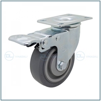 Roue pivotante universelle en caoutchouc industriel 3"-10" pour chariot à main, avec frein et trou de boulon pour fourche fixe, capacité de charge 70-180kg Vinadali