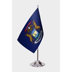 Drapeau personnalisé 3x5 pieds du Michigan pour fanion d'État, imprimé numériquement, avec mât en aluminium, variété de matériaux : coton, feutre, nylon, plastique, polyester, pour bureau - Product Image 1