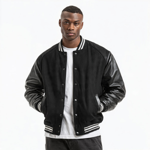 Veste universitaire à manches brodées pour hommes, streetwear, col rond, vestes universitaires pour hommes - Product Image 3