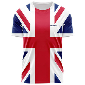 Camiseta Deportiva Personalizada con la Bandera del Reino Unido, Diseño Union Jack, para Hombre y Mujer, Logotipo Frontal, Lona Estampada, Poliéster/Algodón Teñido Liso de Alta Calidad - Product Image 1