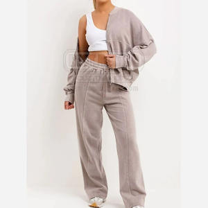 Survêtement en coton délavé à l'acide 100% en coton dernier modèle pour femmes survêtement délavé à l'acide en coton pour adultes, meilleure vente - Product Image 1