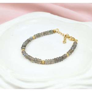 18K Gold Plated Labradorite Beaded <b>Bracelet</b> Garnet Other Gemstone Ball-shaped <b>Bangles</b> Gift with Number Gold Filled Main Stones - Product Image 1