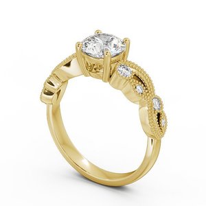 <b>Vintage</b> IGI Certified Milgrain Botanical Style CVD Round Diamonds Engagement <b>Ring</b> Lab Grown 14K Solid <b>Gold</b> <b>Ring</b> Wholesale Price - Product Image 6