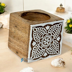 Support de bougie chauffe-plat rectangulaire en bois fait main et écologique (sans bougie chauffe-plat) – Impression 2 couleurs – Décoration d'intérieur pour fêtes - Product Image 2