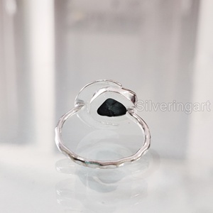 Joyería de piedra en bruto, anillo de mujer, piedra preciosa Esmeralda cruda Natural, piedra natal de mayo, anillo de luna creciente, joyería, anillo de Plata de Ley 925 - Product Image 5