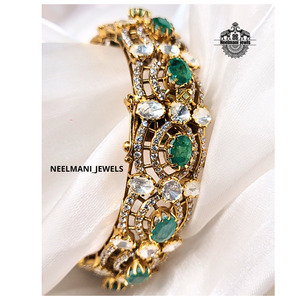 Green Emerald Stone <b>Bracelet</b> Elegant Moissanite <b>Bangles</b> for Women - Product Image 3