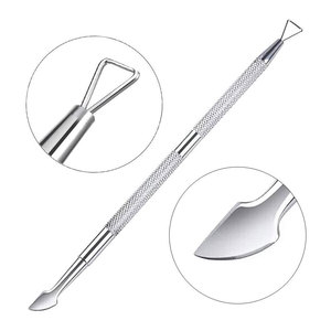 Limpiador de uñas profesional de doble punta estilo cuchillo empujador de cutículas de acero inoxidable con mango de agarre antideslizante - Product Image 5