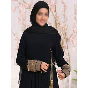 Abaya Informal de Marca para Mujer, Estilo Casual, Patrón Sólido, Bordado, Decoración con Botones, Tela de Alta Calidad con Memoria, 100% - Product Image 4