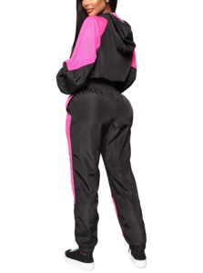 Ropa de mujer personalizada, conjunto de pantalones cortos y chaqueta para correr, chándal de dos piezas con cremallera, chándal cortavientos de poliéster, conjunto corto 2026 - Product Image 6