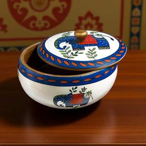 Handcrafted Customized Ethnic Print <b>Wooden</b> Chapati <b>Box</b> <b>with</b> Moisture-Proof & Dishwasher Safe Design for Wedding Kitchenware - Product Image 4