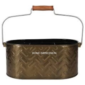 Galvanized Metal <b>Kitchen</b> <b>Utensil</b> <b>Holder</b> Round Shape Handmade Latest Arrival Rustic Bottom Caddy for Tableware Lowest MOQ Supply - Product Image 6