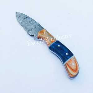 Couteau Skinner en acier damas de 8 "fait à la main manche en bois Pakka avec gaine en cuir gratuit couteau de survie de chasse - Product Image 2