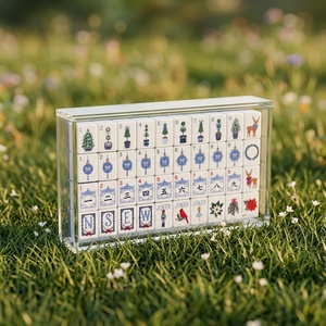 Tuiles <span class=keywords><strong>de</strong></span> Mahjong en Acrylique Bleu Clair, 160 Pièces, 5 Couches, Motif Élan et Casse-Noisette, Jeu <span class=keywords><strong>de</strong></span> Mahjong <span class=keywords><strong>de</strong></span> Luxe pour les Fêtes et Noë<span class=keywords><strong>l</strong></span>, Cadeau Design - Product Image 3