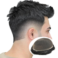 Base de toupet en dentelle complète avec fermeture frontale en filet, filet de tissage, accessoire de perruque en dentelle, toupet en cheveux humains pour hommes, ligne de cheveux naturelle blanchie