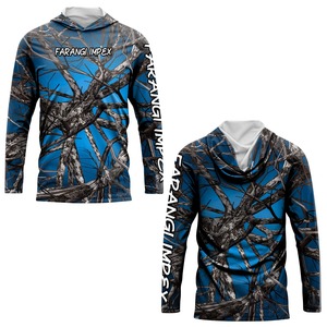 Chemise à capuche de pêche Performance pour homme UPF 50 + Protection solaire Chemises à manches longues avec trous pour les pouces avec cache-cou évacuation de l'humidité - Product Image 1