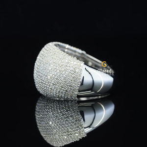 แหวนฮิปฮอปทรงกลมสุดเท่ทันสมัยสำหรับผู้ชายแหวนฮิปฮอปกลม้อนสีขาว10K ประดับเพชร - Product Image 4