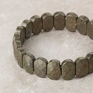 Bracciale in Pietra Naturale di Pirite con Taglio Largo - Product Image 3