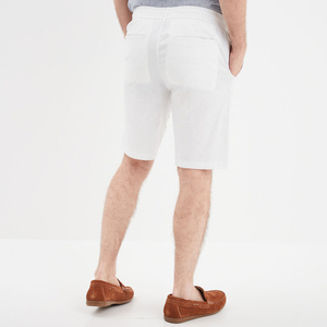 Shorts chino en lin et coton mélangé pour homme, à cordon de serrage, coupe slim, décontractés, légers, confortables, extensibles, respirants, rapides - Product Image 3