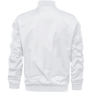 เสื้อแจ็คเก็ตบอมเบอร์ผ้าโพลีเอสเตอร์ 100% ระบายอากาศได้ดีสำหรับฤดูหนาว บุด้วยใยฝ้าย ดีไซน์โลโก้เท่ห์และกระดุม สำหรับผู้ชาย ขายส่ง - Product Image 2