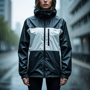 Ropa de calle, chaqueta de lluvia de montaña para mujer, chaqueta de lluvia de senderismo para mujer, chaqueta cortavientos con capucha y cremallera de nailon Spandex 100% para mujer - Product Image 2