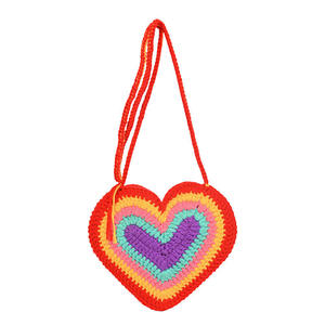 Bolso de Algodón Tejido a Crochet con Degradado de Colores en Forma de Corazón, Fresco y Dulce, de un Solo Hombro, Cruzado, Hecho a Mano, con Cierre Abierto, a la Moda para Mujer - Product Image 6