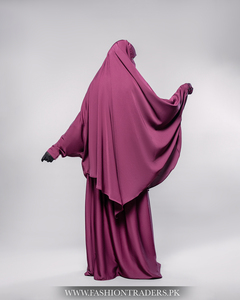 Vente en gros ensemble abaya deux pièces Khimar long de grande taille tenue modeste en polyester pour femmes musulmanes vêtements islamiques - Product Image 5