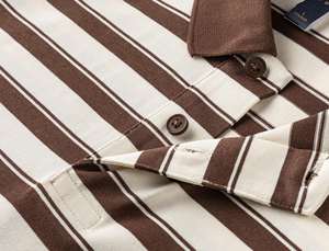 Elegantes, cómodos y ligeros para hombres, para Polos, estampados a rayas, bordado, cuello vuelto clásico, para el verano - Product Image 2