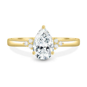 Bijoux en diamants de laboratoire certifiés en or jaune massif 18 carats Designer de luxe à la mode Ensemble de broches taillées en poire Bagues pour femmes à 3 griffes - Product Image 1