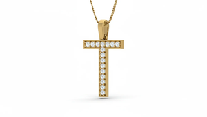 Pendentif en or et diamants en forme de lettre T, or 18 carats avec diamants naturels, bijoux fins personnalisés élégants, cadeau d'anniversaire pour femmes - Product Image 4