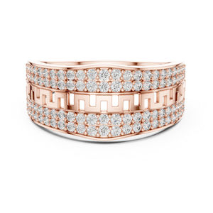 Anillo de Fiesta de Oro Rosa de 14K con Diamante Redondo Cultivado en Laboratorio para Mujer |   Diamante Cultivado Nuevo - Product Image 1