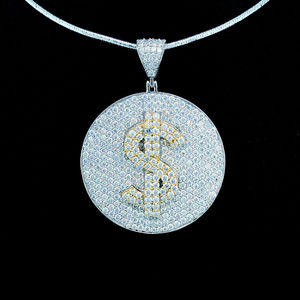 Pendentif rond en diamant Moissanite VVS Hip-Hop Bijoux Pendentif Cadeau de mariage pour homme en argent sterling 925 - Product Image 3