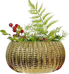 Lujoso florero de Metal colgante de oro mate, acabado recubierto de polvo, impresionante decoración del hogar para arreglos florales - Product Image 3