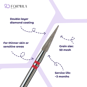 ดอกสว่านเจียรเล็บคุณภาพสูงสุด รุ่น Formula Profi ขนาด 2.5 มม. สีแดง เม็ดทรายพรีเมียม - Product Image 2