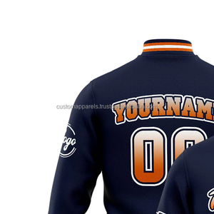 Chaquetas universitarias Letterman con cuello levantado personalizadas al por mayor, con logotipo bordado en la parte delantera, para promociones, en la venta al por mayor - Product Image 3