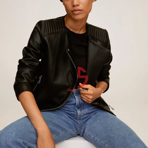 Chaqueta de Cuero Genuino de Alta Calidad para Mujer, Estilo Café Racer, Transpirable, Novedad 2026 - Product Image 4