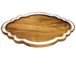 Plateau de service en bois de bambou de finition naturelle pour le petit déjeuner plateau de serveur de nourriture forme personnalisée décoration de Table plateau de service - Product Image 4