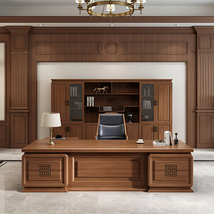 Dark <b>Walnut</b> L-Shaped Executive Desk with Rounded Edges Mortise-and-Tenon Frame 1-Year Warranty - Product Image 3