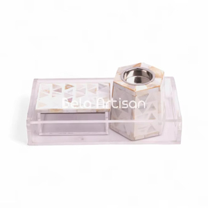 Brûleur d'encens indien en bois Bakhoor Mubkhara, aromatique, écologique, en bois de manguier naturel, mosaïque - Product Image 1