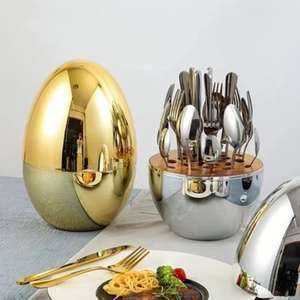 Ensemble de couverts en métal de luxe avec surface brillante et style simple pour la famille et les fêtes disponibles au prix de gros - Product Image 2