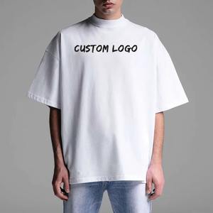 Vintage Oversized Graphic Streetwear 100% algodón de peso pesado de punto manga corta de cuello redondo talla grande patrón sólido - Product Image 6